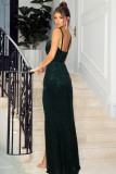 Women Sexy Camisole Slit Sequins Slim Formal Party Evening Dress