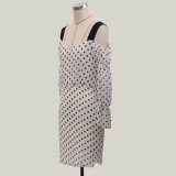 Women Polka Dot Long Sleeve Mini Dress