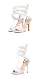Women shoes faux fur stiletto high heel sandals