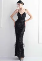 Plus Size Women Luxury Sequin Formal Party Evening Dress