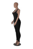 Sleeveless Low Back Slim Waist Bodysuit Solid Color High Waist Tight Fitting Sports Yoga Jumpsuit