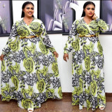 Africa Plus Size Women's Dress V Neck Swing Dress Beltless