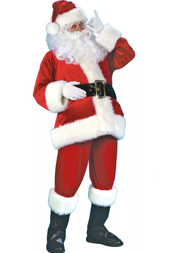 Ropa navideña disfraz de Papá Noel terciopelo dorado atmósfera festiva cosplay disfraz de actuación