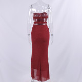Autumn Winter Christmas Party Sexy Hollow Sequins Low Back High Slit Maxi Dress
