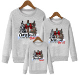 Christmas Fleece Sweatshirt Parent-Child Leopard Christmas Tree Print Long Sleeve T-Shirt