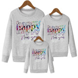 Happy New Year Family Parent-Child Thirt Top Parent-Child Fashion Long Sleeve Round Neck Sweatshirt
