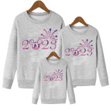 Family Parent-Child Fireworks 2023 Printing Parent-Child Round Neck Fashion Round Neck Sweatshirt Long Sleeve T-Shirt