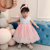 Детская одежда Детское платье принцессы для девочек Кружевное детское платье с бантом