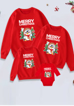 Merry Christmas Santa Kerstboom Print Sweatshirt Familie Ouder-kind Sweatshirt met lange mouwen