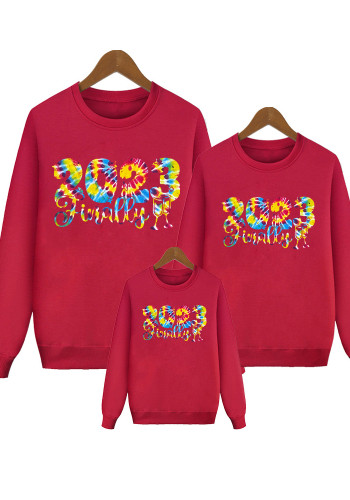 Briefdruck Trendiges Familien-Eltern-Kind-Langarm-T-Shirt Rundhals-Langarm-Sweatshirt