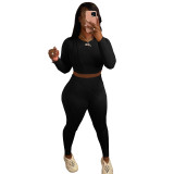 Women Sports Long Sleeve Top And Pant Two Piece Set