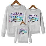 Hello 2023 Letter Prints Parent-Child Sweatshirt Family Trendy Long Sleeve T-Shirt