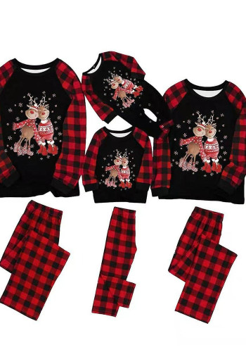 Семейные пижамные наряды для родителей и детей Клетчатые рога Рождественский принт Осенняя пижама