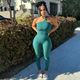 Women Sexy Ribbed One Shoulder Jumpsuit