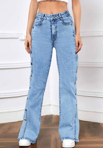 Женские джинсовые брюки с разрезом