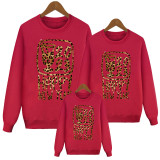Happy New Year 2023 Leopard Letter Print Parent-Child Long Sleeve T-Shirt Fashion Loose Trend Sweatshirt