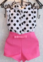 Sommer Kinder Mädchen Anzug Polka Dot Shirt und Shorts zweiteiliger Anzug