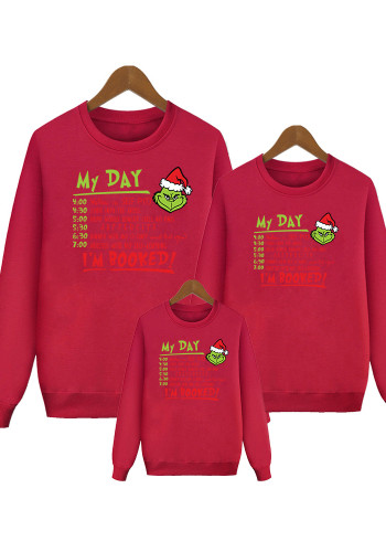 My Day I'M Booked Holiday Fleece Round Neck Pullover Sweatshirt Parent-Child Christmas Long Sleeve T-Shirt