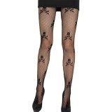 Sexy Mesh Stockings Pantyhose Hollow Out Letter Moon Pattern Black And White Footed Fishnet Stockings