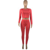 Women Sports Long Sleeve Top And Pant Two Piece Set