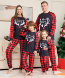 Christmas Loungewear Plaid Letter Print Pajama Set