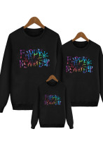 Guten Rutsch ins Neue Jahr-Brief gedrucktes Familien-Sweatshirt-Langarm-Hoodies-lockeres modisches T-Shirt
