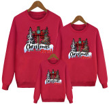 Kerst fleece sweatshirt ouder-kind luipaard kerstboom print lange mouw T-shirt