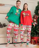 Christmas Homewear Print Contrast Color Pajama Set