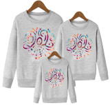 Multi-Color 2023 Print Family Parent-Child Loose Long Sleeve Round Neck Sweatshirt Top