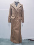 Women Vintage Turndown Collar Long Jacket