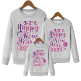 Happy New Year 2023 Letter Print Family Sweatshirt Parent-Child Fashion Long Sleeve T-Shirt