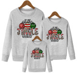 Jingle Ladies Fleece Round Neck Sweatshirt Parent-Child Leopard Print Christmas Tree Pullover Long Sleeve T-Shirt
