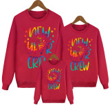 New Year Crew Multi-Color Letter Star Print Parent-Child Tops Long Sleeves Round Neck Sweatshirt