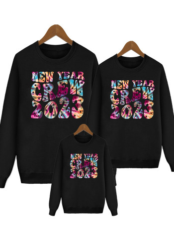Neujahrs-Eltern-Kind-Outfits Familien-Sweatshirt Trendiges Mutter-Tochter-Langarm-T-Shirt