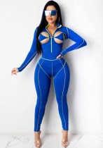 Dames Sexy Uitsparing Stand Kraag Jumpsuit