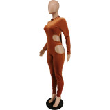 Women Cutout Solid Color Jumpsuit