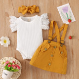 T-shirt met kant voor meisjes, tweedelige set met jarretelrok