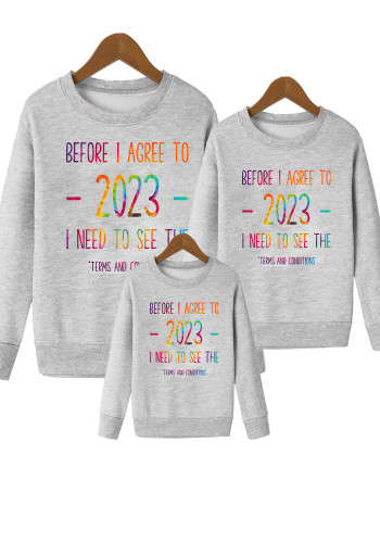 Voordat ik akkoord ga met 2023, moet ik het 2023 Family Sweatshirt met ronde hals en lange mouwen voor ouders en kinderen zien