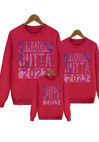 Straight Outta Multi-Color Letter Print Family Edition Long Sleeve Sweatshirt