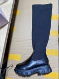 Women's cotton boots autumn and winter long Martin boots leather knitting Patchwork over the knee boots