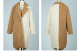 velvet fashionable autumn and winter women's coat Long sleeve color contrast style Turndown Collar bubble velvet Casual coat