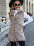 Down Autumn Winter Women's Turndown Collar Sleeveless Loose Casual Faded Bubble Fleece Cardigan Vest