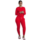 Women's solid color two pieces trousers set