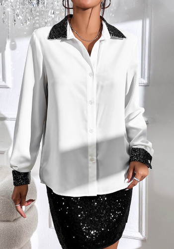 Top Frans dameshemd Basics hemd van chiffon met lange mouwen voor dames