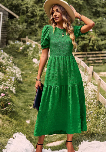 Шикарное повседневное праздничное весеннее летнее платье трапециевидной формы с короткими рукавами