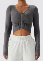 Chemise de yoga à manches longues ajustée T-shirt de sport de plein air Printemps Body de course mince Haut pour femme