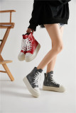 Thick-Soled High-Top Shoes Women'S Side Zipper Lace-Up Casual Shoes Trendy Platform Shoes