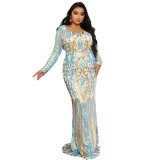 Plus Size Women'S Long Wedding Party Formal Party Luxurious Sequined Evening Dress