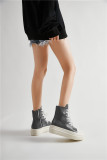 Zapatos altos de suela gruesa Zapatos casuales con cordones y cremallera lateral para mujer Zapatos de plataforma de moda