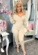 Ladies Large V-Neck Strapless Solid Ribbed Slim Sexy Jumpsuit